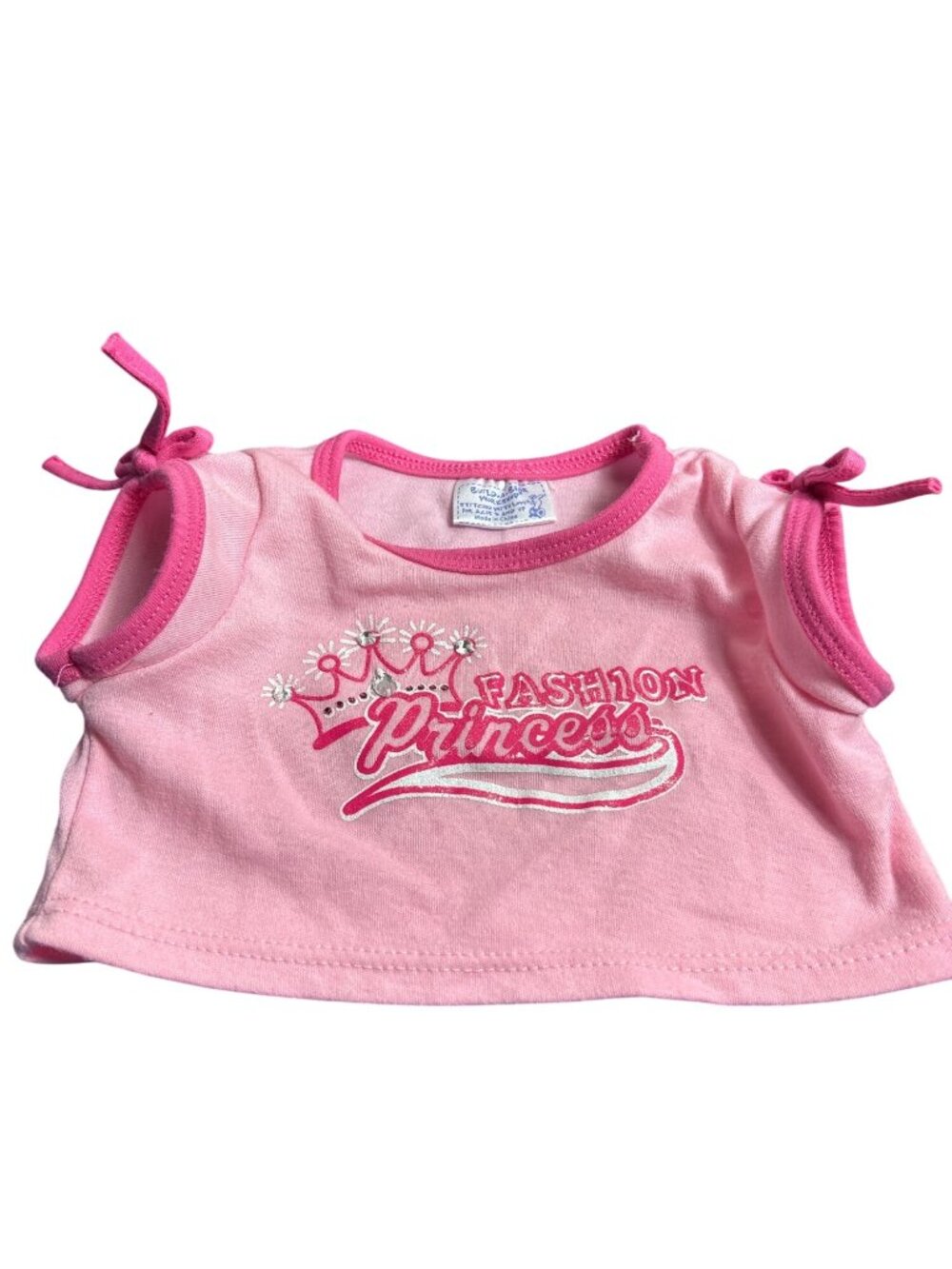 Pink Build-A-Bear Workshop "Fashion Princess" T-shirt with crown and rhinestone